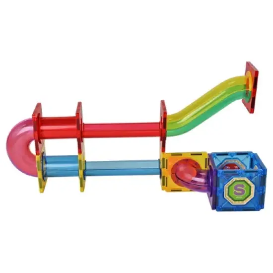 Link 72 Piece Kids Magnetic Building Blocks Tile 3D Construction Bright Colors Set - Creative Educational Toy image {1}