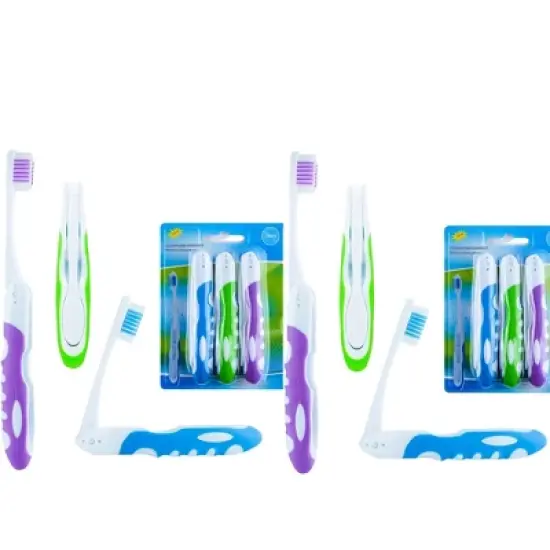 Lingito Travel Toothbrush, Folding Feature - Multicolor (Pack of 6) image {3}