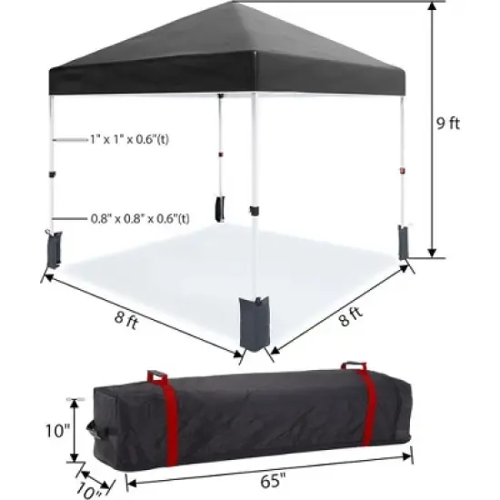 Outdoor Tent, Portable Coating Tent 8 x 8 ft, Picnic Tent, Folding Canopy Tent with Hand Bag, Waterproof Windproof UV Protection Tent, Black image {2}
