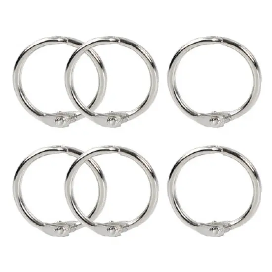 Unique Bargains Metal Binder Paper Index Cards Scrapbook Ring Silver 6 Pcs image {6}