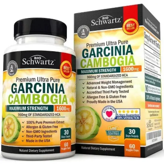 Garcinia Cambogia 1500MG Capsules, Body Health & Immune Support Supplement, Bioschwartz, 60ct image {3}
