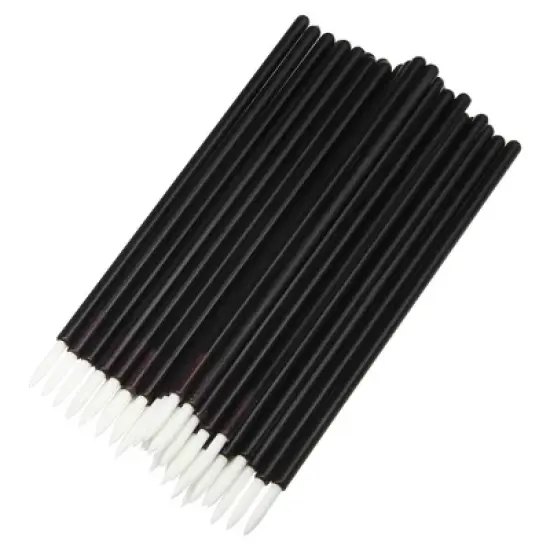 Unique Bargains Short Nylon Eyeliner Eye Makeup Brushes Applicators Black White 50PCS image {5}