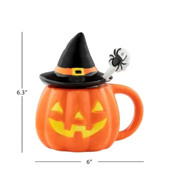 Mr. Halloween Lidded Jack-O-Lantern Mug with Spoon image {3}