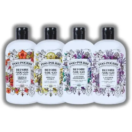 Poo-Pourri XXL (16 oz) Refill 4-piece Variety Pack Set - Includes Original Citrus, Lavender Peppermint, Lavender Vanilla, & Tropical Hibiscus image {2}