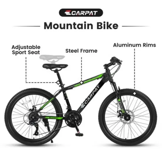 Gulches 26 Inch Steel Mountain Bike, 26x17" Suspension Frame, Shimano 21-Speed, Mechanical Disc Brakes, 85% Pre-Assembled image {3}