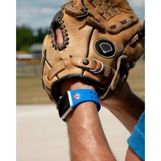 MLB Texas Rangers Apple Watch Compatible Silicone Band - Blue image {2}