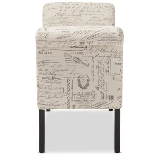 Avignon Script - Patterned French Laundry Fabric Storage Ottoman Bench - Baxton Studio image {2}