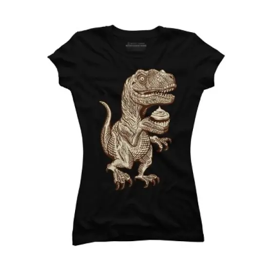 Junior's Design By Humans Velociraptors love cupcakes! By DBHOriginals T-Shirt image {3}