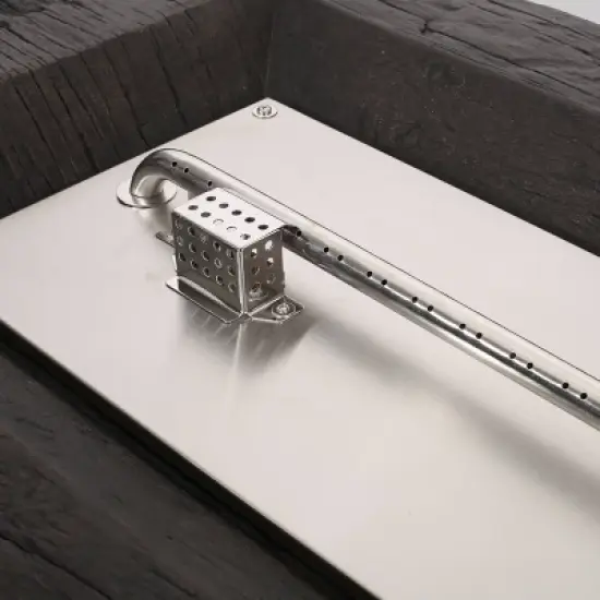 Costa Outdoor Wood Finish Rectangular Fire Pit with Tank Holder - Brown/Black - Christopher Knight Home image {3}