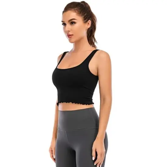 DOMETOUR Solid Crop Sleeveless Ribbed Knit Top image {11}