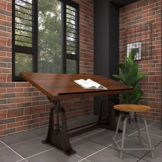 Industrial Teak Wood Console Table Brown - Olivia & May image {7}