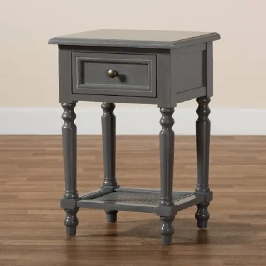 Sheldon Vintage Wood 1 Drawer Nightstand Gray - Baxton Studio image {8}