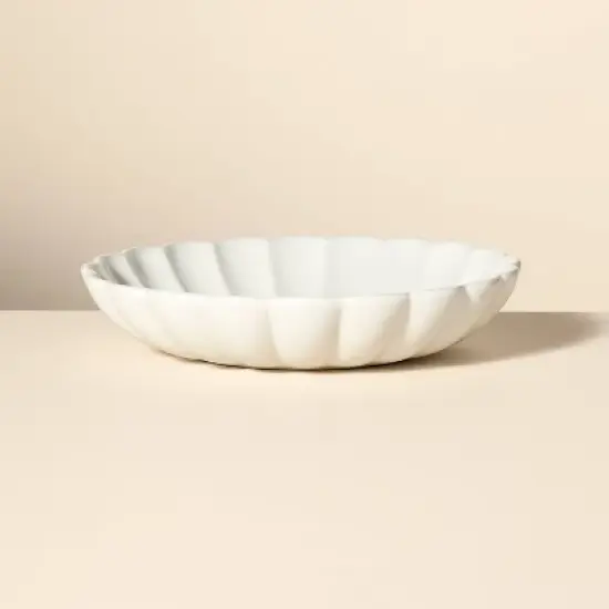 Scalloped Edge Stoneware Serving Bowl Cream - Hearth & Hand&trade; with Magnolia image {4}
