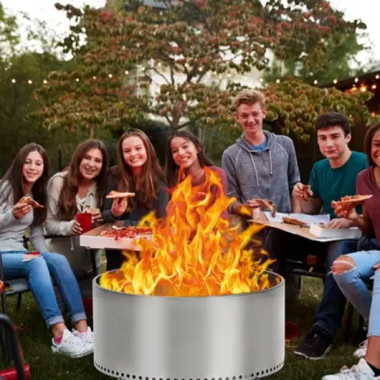 27" Smokeless Fire Pit with Adjustable Airflow, 304 Stainless Steel Wood-Burning Firepit, 360&deg; Heat & Secondary Burn Technology, Outdoor Fire Bowl image {1}