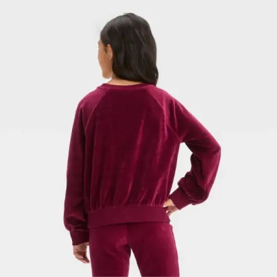 Girls' Crew Neck Velour Pullover Sweatshirt - Cat & Jack&trade; image {1}