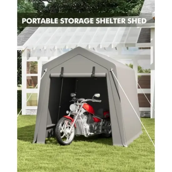 Outdoor Storage Shed, Heavy-Duty Motorcycle Tent with Roll-Up Door, Waterproof & UV-Resistant Carport for Bike & Tools image {11}