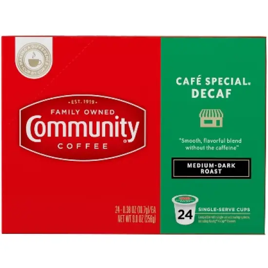 Community Coffee Decaf Medium Roast Coffee - Single Serve Pods - 24ct image {1}