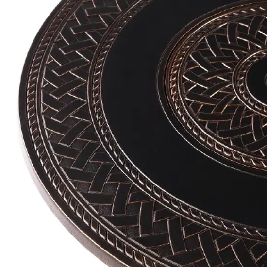 5pc Outdoor Dining Set with 34" Aluminum Round Weave Design Fire Table, Deep Seating Swivel Rocking Chairs & Covers - Oakland Living image {8}