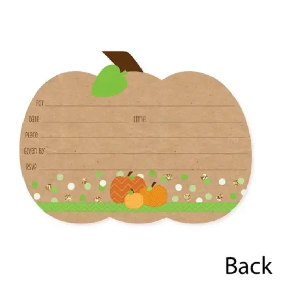 Big Dot of Happiness Pumpkin Patch - Shaped Fill-in Invitations - Fall, Halloween or Thanksgiving Party Invitation Cards with Envelopes - Set of 12 image {3}