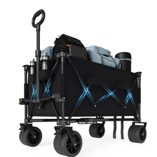 Foldable Capacity Collapsible Wagon Cart , 350 lbs Load All Terrain Utility Wagon with Cup Holders image {8}