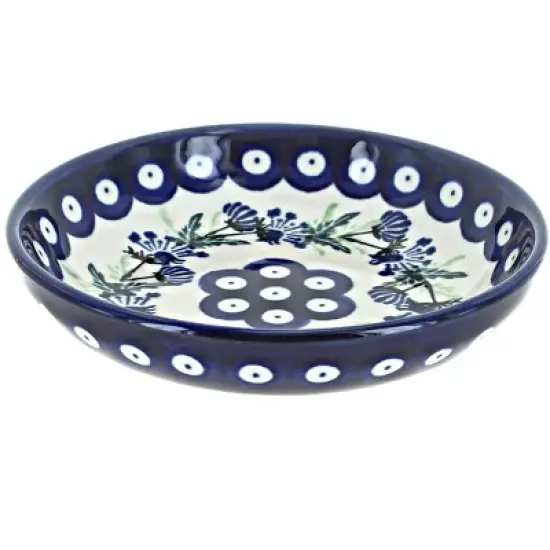 Blue Rose Polish Pottery 1951 Zaklady Medium Shallow Dish image {4}