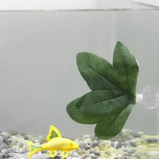 Unique Bargains Betta Fish Leaf Pad Hammock Plants for Fish Tank Green 3.74"x3.74" image {4}