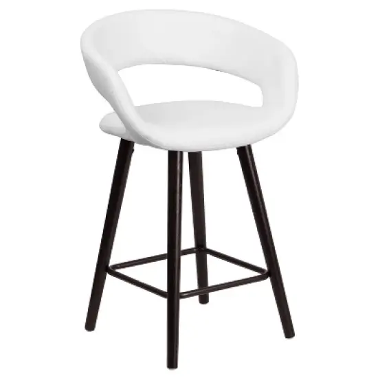 Merrick Lane 24 Inch Wood Ultramodern Bar Counter Stool With Black Upholstered Seat image {15}