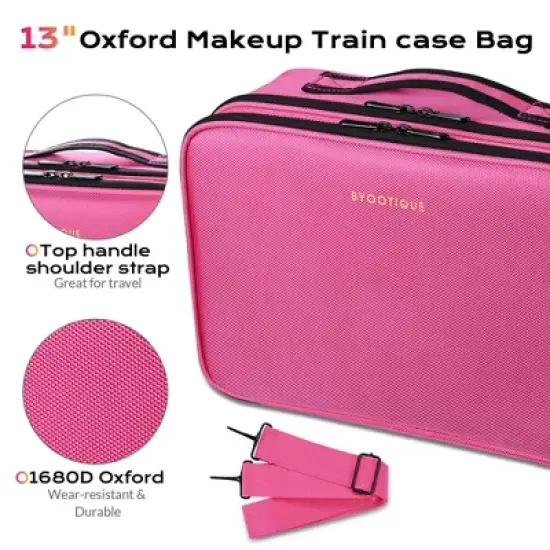 Byootique 13" Makeup Train Case Cosmetic Organized Bag Travel Storage Backpack image {1}