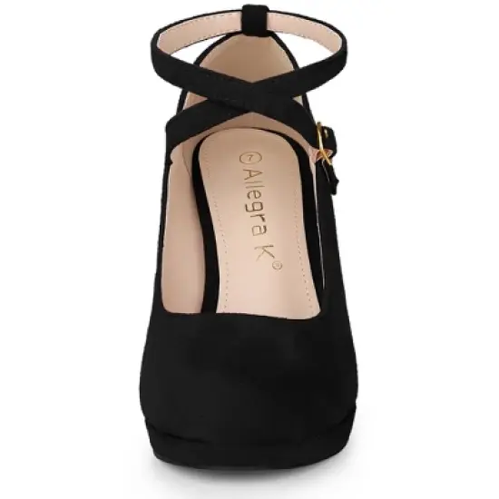 Allegra K Women's Platform Cross Strap Stiletto Heels Pumps image {1}