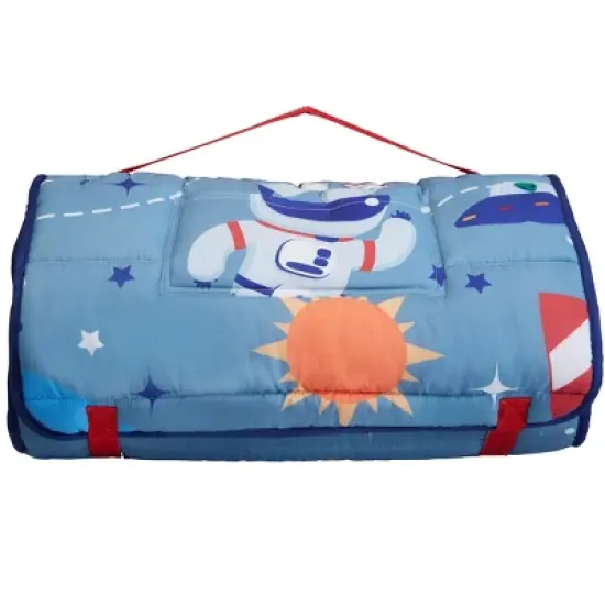 Everyday Kids Outer Space Nap Mat with Removable Pillow &ndash; Soft, Roll-Up Design with Handle and Straps &ndash; Perfect for Kids Ages 3&ndash;6, Travel & Daycare image {5}