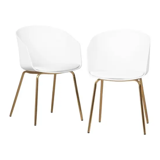 Set of 2 Flam Dining Chairs with Gold Metal Legs - South Shore image {10}