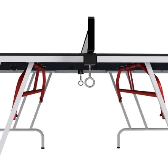 Soozier Full Size Ping Pong Table, Folds into Quarters, Portable Table Tennis Table with Net, Paddles, Balls, MDF, Charcoal Gray image {5}