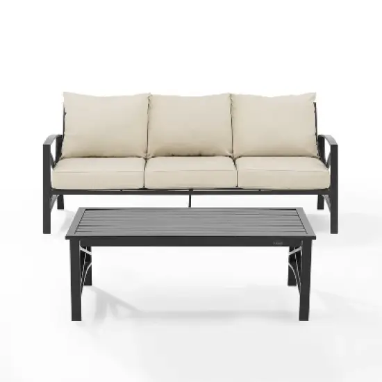 Kaplan 2pc Outdoor Sofa Set - Oatmeal - Crosley image {1}