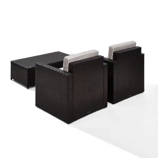 Palm Harbor 3pc All-Weather Wicker Patio Seating Set - Gray Cushions - Crosley image {4}
