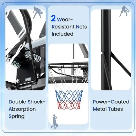 Costway Basketball Hoop Outdoor System with 45 Inch Shatterproof PC Backboard Wheels image {7}
