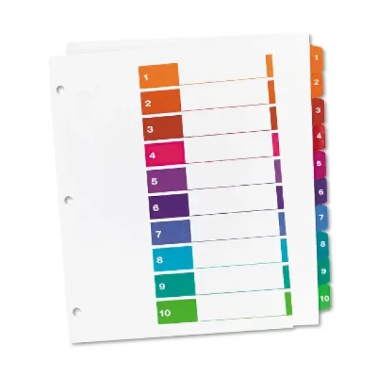 Avery Ready Index Customizable Table of Contents Asst Dividers 10-Tab 11 x 9 1/2 11165 image {1}