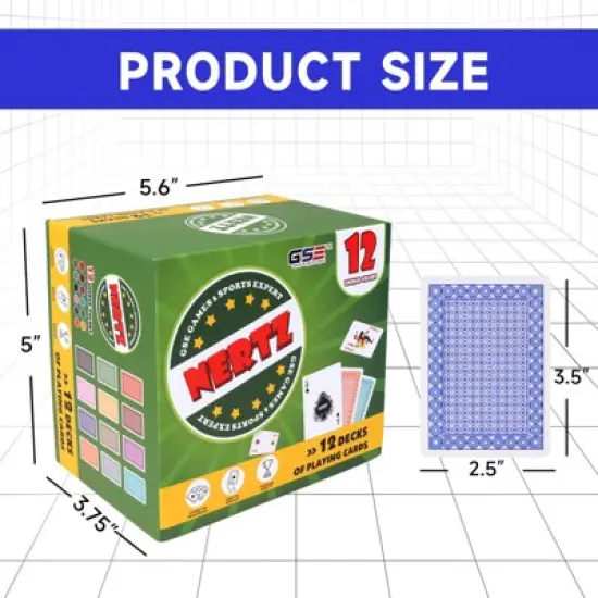 GSE 12-Deck Nertz Card Game,  Multi-colored Standard 3.5"x2.5" Wide Playing Cards for Poker, Blackjack, Rummy, Go Fish, Bridge image {1}