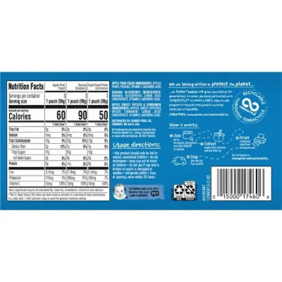 Gerber Toddler Fruit & Veggie Value Pack Baby Food Pouches - 9ct/31.5oz image {3}