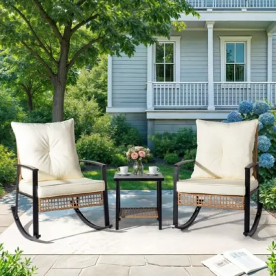 Karl Home Patio 3-Piece Wicker Rocking Conversation Set image {7}
