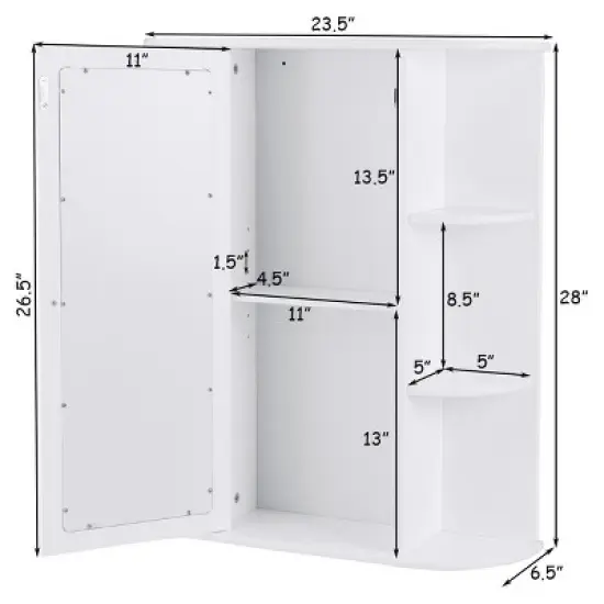 Costway Bathroom Cabinet Single Door Shelves Wall Mount Cabinet W/ Mirror Organizer image {1}