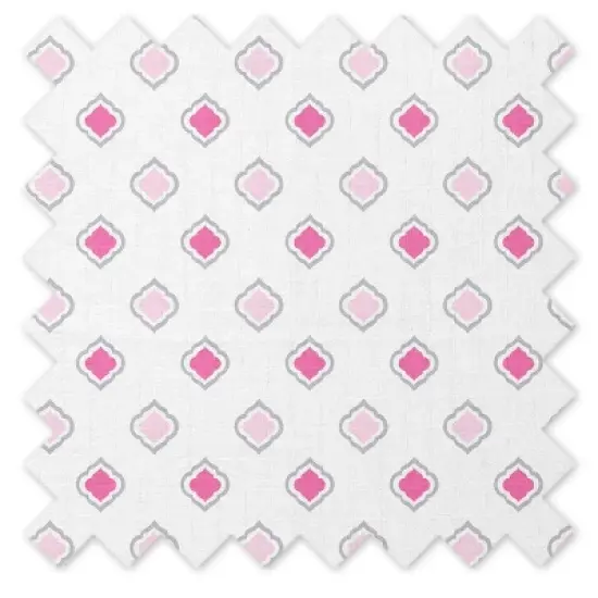 Bacati - Moroccan Tiles Pink/Gray Muslin 4 pc set of Bibs & Burp Cloths Set image {3}