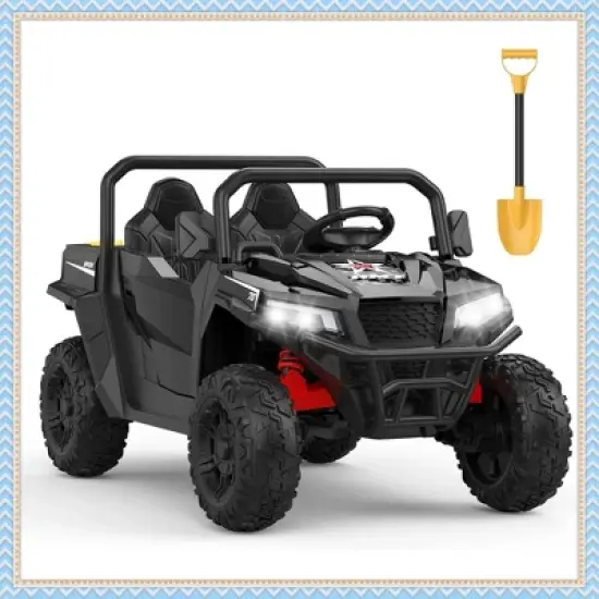 Garvee 24V Kids Ride On Dump Truck with Electric Bed, 2-Seater 4WD Ride Truck w/ Remote Control, Music, LED, Shovel, Gift for Boys & Girls image {7}