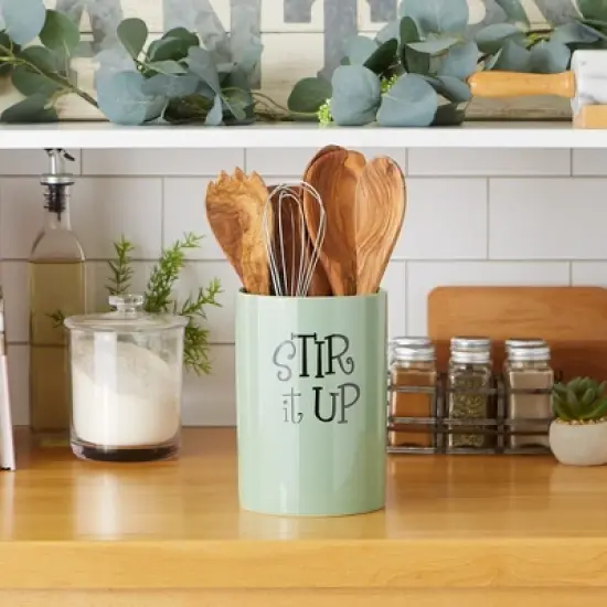 Design Imports Jadeite Stir It Up Ceramic Utensil Holder image {3}