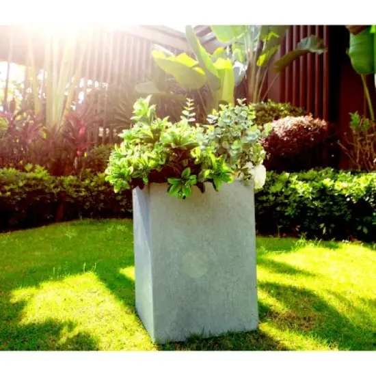 Rosemead Home & Garden, Inc. 8" Wide Kante Lightweight Tall Square Concrete Outdoor Planter Pot Slate Gray image {3}