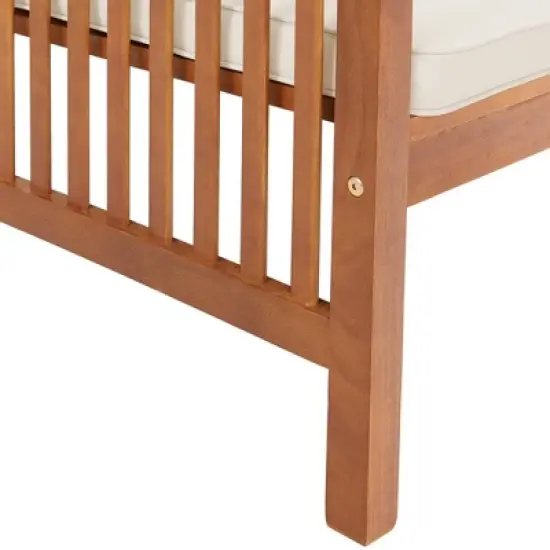 Lyndon 4pc Eucalyptus Wood Outdoor Conversation Set with Bench, Chairs & Table - Alaterre Furniture image {8}