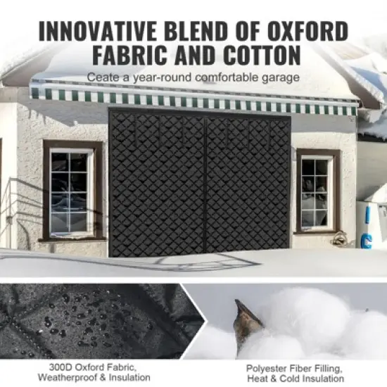 VEVOR Garage Door Screen for Winter, 10x8FT, Garage Door Insulation Kit, Magnetic Thermal Insulated Door Curtain with 300D Oxford Fabric, Black image {3}