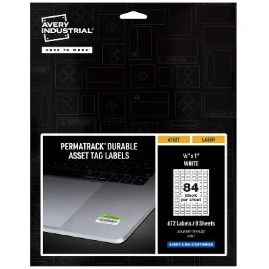 Avery PermaTrack Durable White Asset Tag Labels, 1/2" x 1", 672 Asset Tags (61527) image {8}