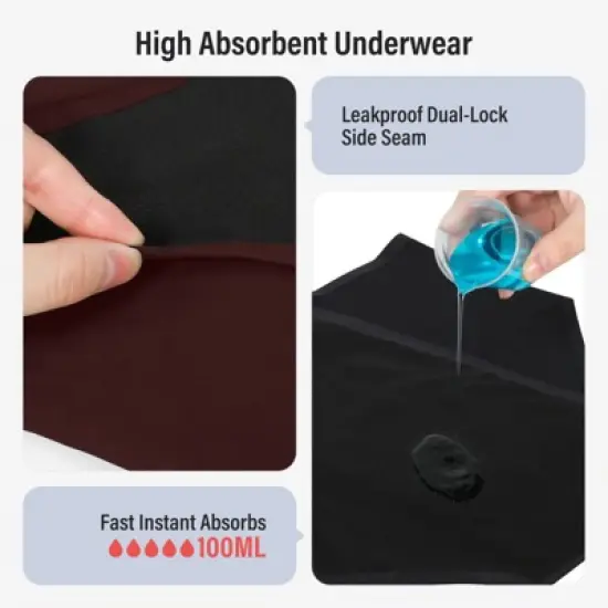 VOXSHE Period Underwear for Women Mild Absorbency Leak-proof Panties for Menstrual Red image {1}