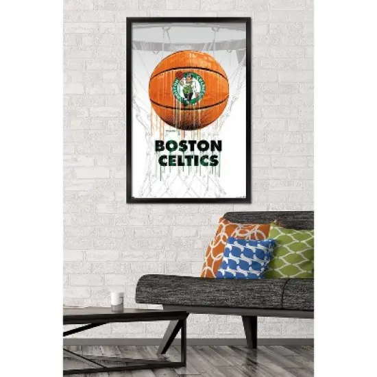 Trends International NBA Boston Celtics - Drip Ball 20 Framed Wall Poster Prints image {1}
