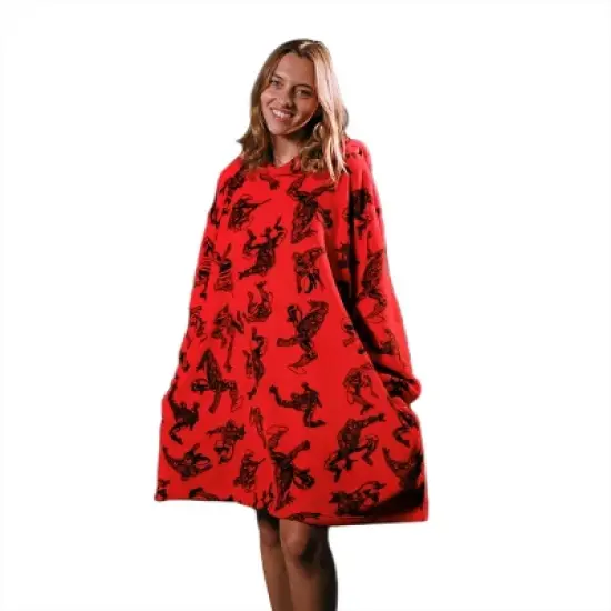 Marvel Spider-Man All-Over Print Red Long Sleeve Oversized Hoodie Wearable Blanket-OSFA image {1}